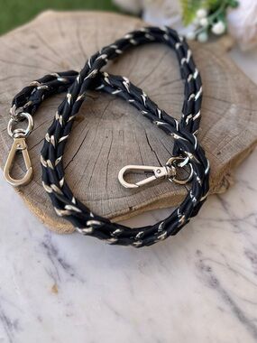 MZ Wallace  leather strap  in Black with Silver Hardware ( strap only ) NEW